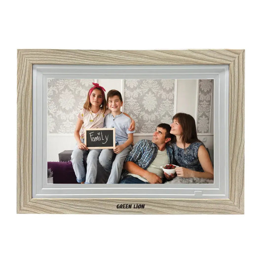 Green Lion Digital Picture Frame 10.1” – IPS Touchscreen, WiFi Sharing, 16GB Storage, Auto-Rotation, Dual Speakers – Wooden / Black