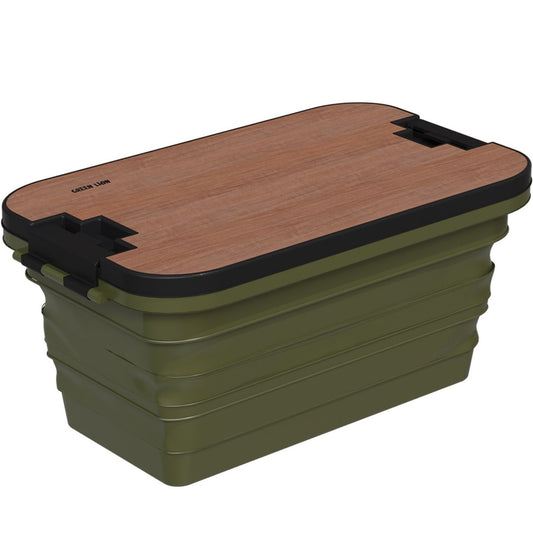 Green Lion Folding Basket with Built-In Table – 32L Portable Storage & Camping Basket (Green) The Wonders Mart Trading™