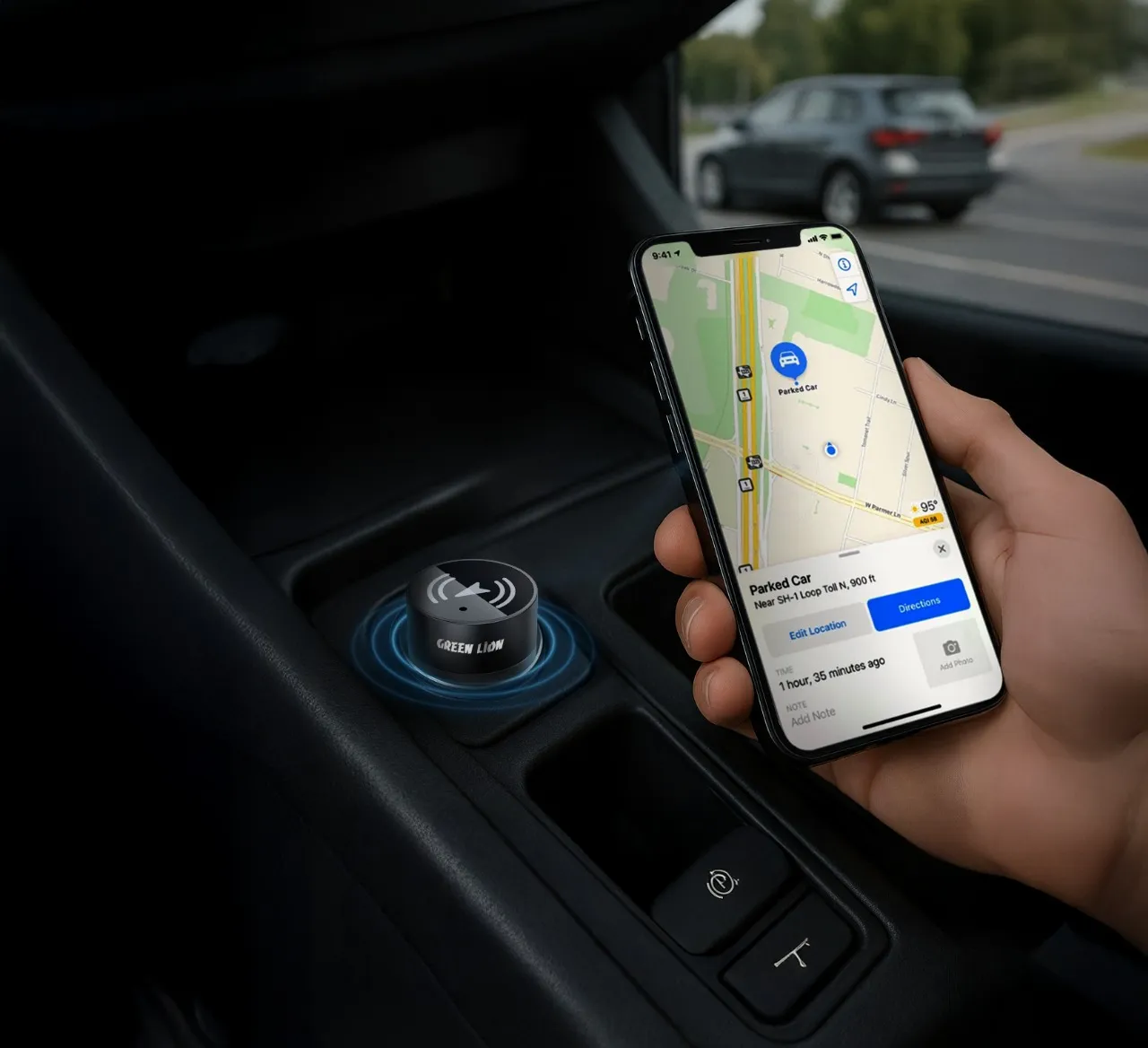 Green Lion Tracker Dual Port Car Charger – PD 30W Fast Charging with Find My Tracking (Black) The Wonders Mart Trading™