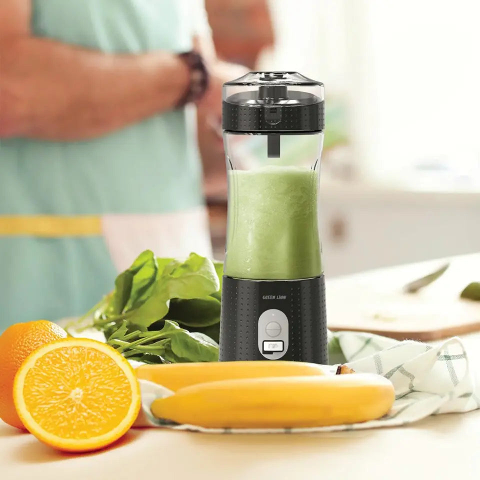 Green Lion Blend Mate Portable Juicer – 380ml Bottle, 4000mAh Battery, 18000rpm, Self-Cleaning, Type-C Rechargeable – Black
