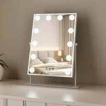 Green Lion Glam Shine Makeup Mirror – 9 LED Lights, 3 Color Modes, Touch Control, 360° Rotation – White The Wonders Mart Trading™