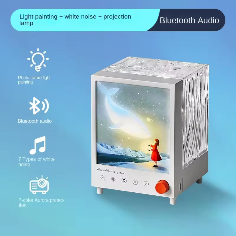 Aurora Box S10 Bluetooth Speaker Night Light – 7 Color LED Projector with White Noise & Touch Control The Wonders Mart Trading™