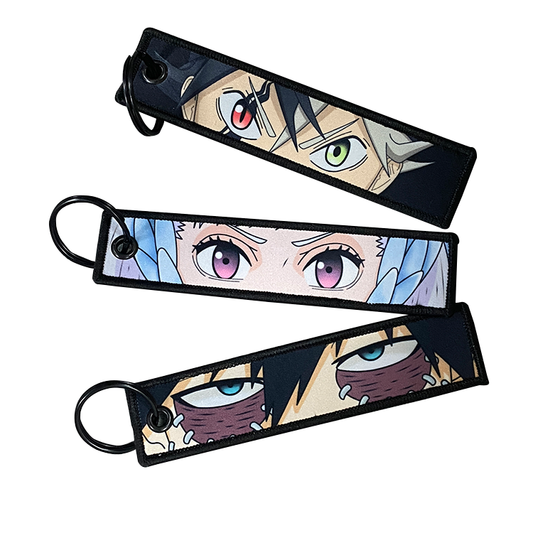 Anime Jet Tag Keychain – Dual-Sided Embroidered Tag (13x3cm)
