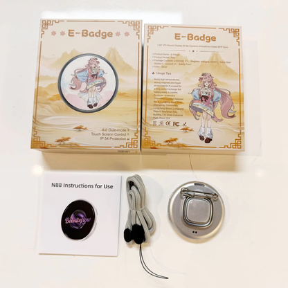 N88 Smart Digital E-Badge – 1.85” Touchscreen Magnetic GIF & Video Display Badge The Wonders Mart Trading™