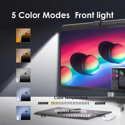 Powered Adjustable LED Monitor Light Bar – Stepless Dimming + Touch