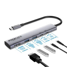 Promate LinkHub-5X | USB-C 5-in-1 Multiport Hub with 100W PD, 4K HDMI, 5Gbps USB-C & Dual USB-A – Compact Plug & Play Docking Station The Wonders Mart Trading™