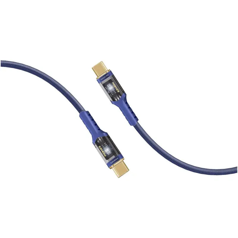 
Promate LucidLine-CC200 | 100W Power Delivery USB-C Cable with LED Light & Transparent Connectors The Wonders Mart Trading™