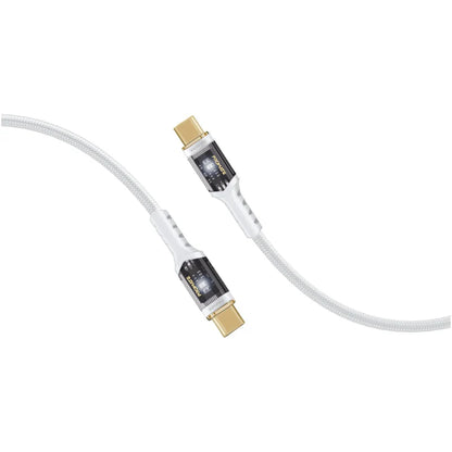 Promate LucidLine-CC200 | 100W Power Delivery USB-C Cable with LED Light & Transparent Connectors