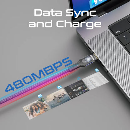 Promate LucidLine-CC200 | 100W Power Delivery USB-C Cable with LED Light & Transparent Connectors