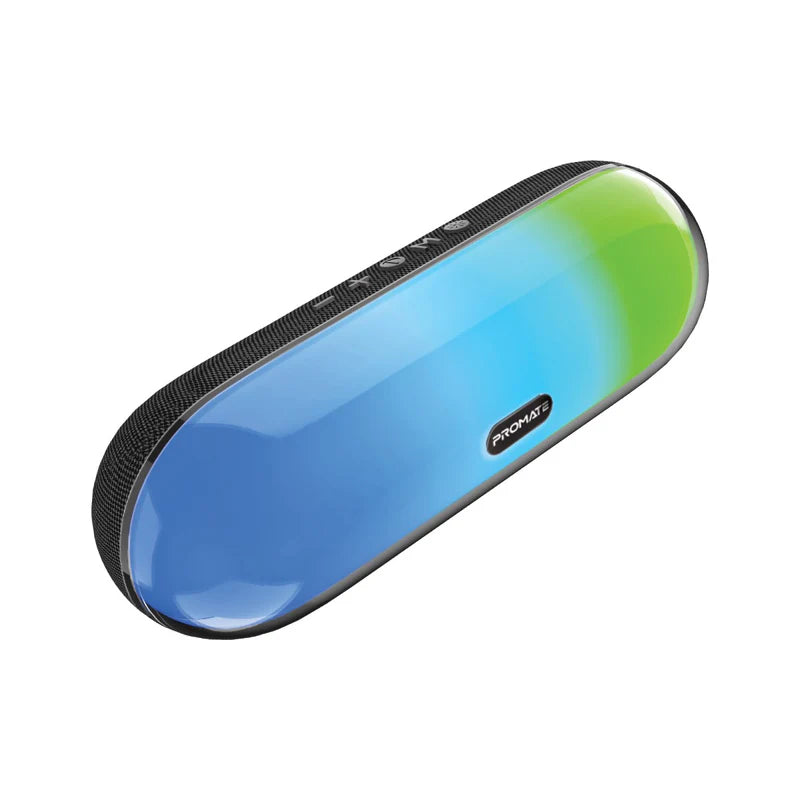 PROMATE LumiBar | 10W RGB Bluetooth Speaker with HD Sound, True Wireless Stereo, TF/USB Music Playback, and Water Resistance