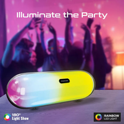 PROMATE LumiBar | 10W RGB Bluetooth Speaker with HD Sound, True Wireless Stereo, TF/USB Music Playback, and Water Resistance