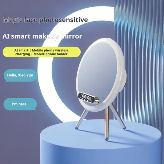 Magic Mirror Q6 – 15W Wireless Charging Mirror with Bluetooth Speaker, Clock & Alarm, 1800mAh Battery