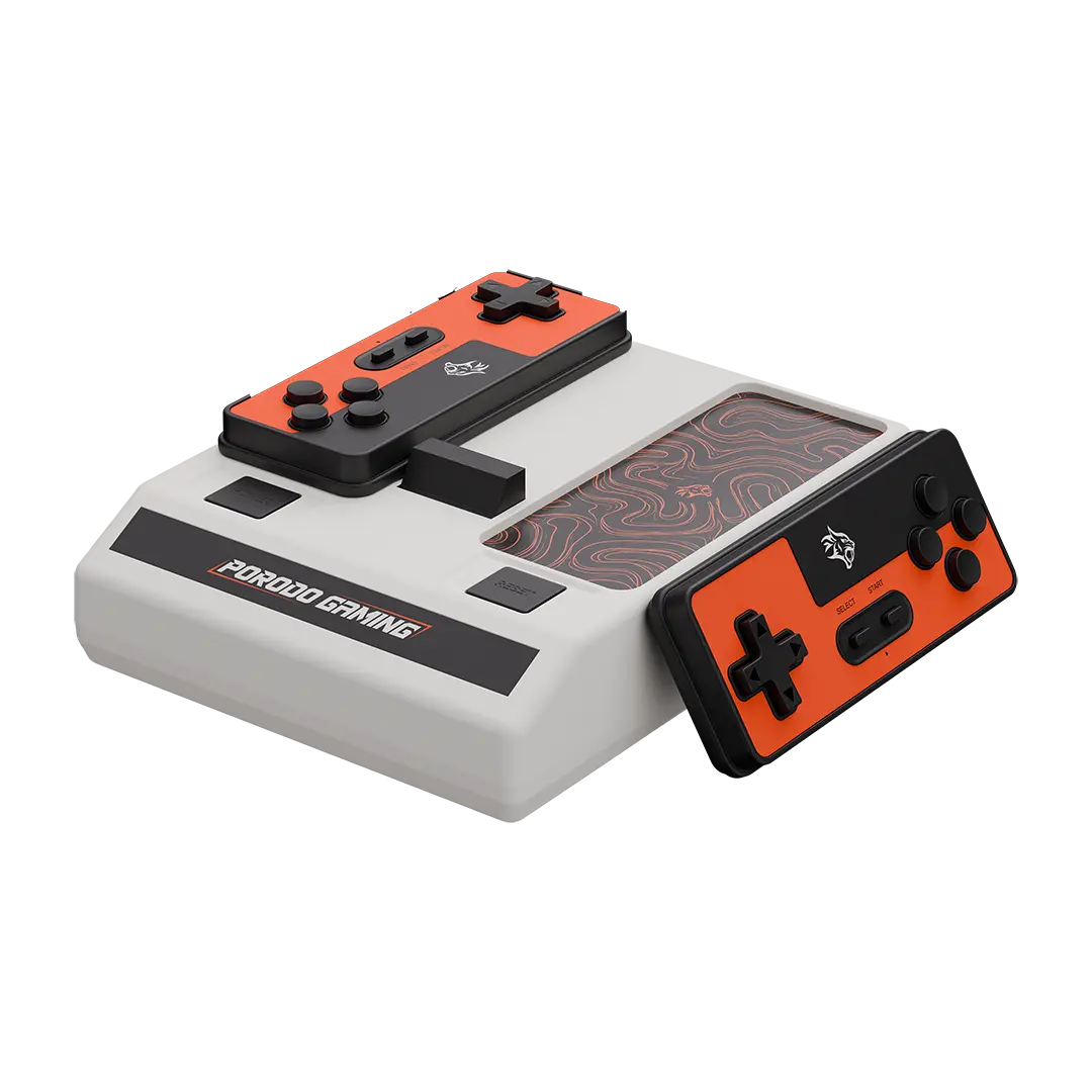Porodo Gaming Runebox Video Game Console – 999 Built-In Games with Wireless Controllers & HDMI (Orange) The Wonders Mart Trading™