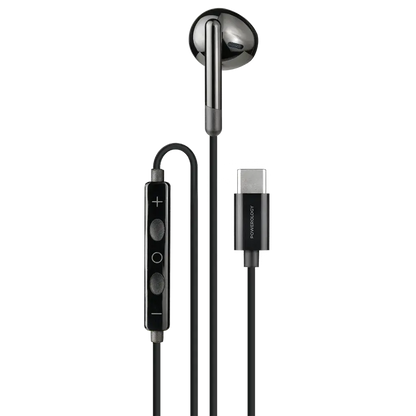Powerology Type C Mono Earphones with 3- Button Volume Control Mic - Black The Wonders Mart Trading™
