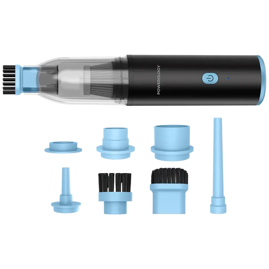 Powerology TurboVac 6000 mAh Portable multifunctional vacuum cleaner with LED light - Black/Blue The Wonders Mart Trading™