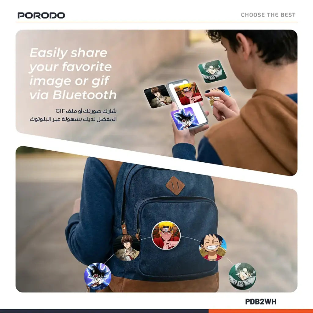 Porodo Robo Tag 1.85” Badge Magic Pro – Smart HD Display Badge with GIF & Video Support The Wonders Mart Trading™