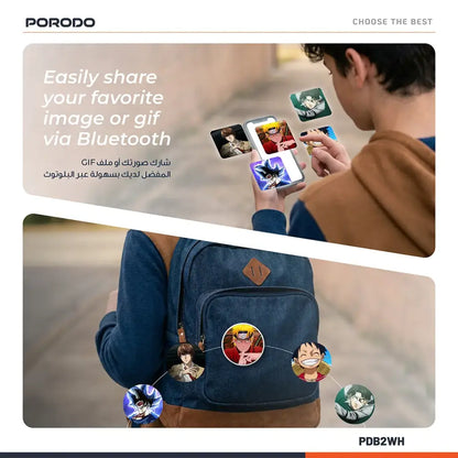 Porodo Robo Tag 1.85” Badge Magic Pro – Smart HD Display Badge with GIF & Video Support The Wonders Mart Trading™