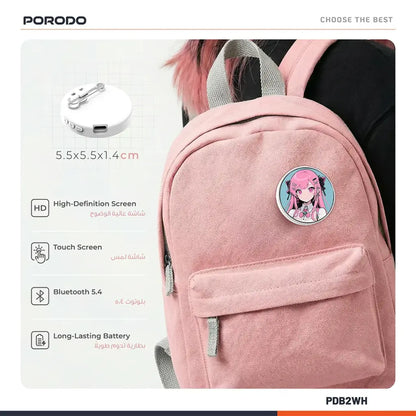 Porodo Robo Tag 1.85” Badge Magic Pro – Smart HD Display Badge with GIF & Video Support The Wonders Mart Trading™