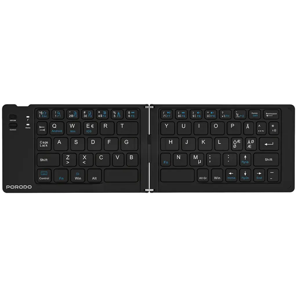 Porodo 6-in-1 Wireless Keyboard & Mouse Set – Bluetooth & 2.4GHz Portable Work Kit (Black) The Wonders Mart Trading™