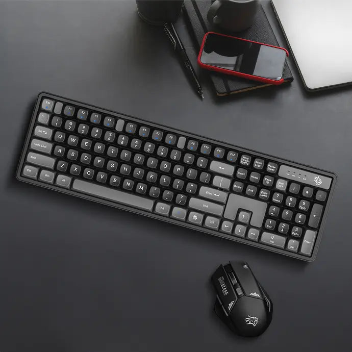 Porodo Wireless Gaming Keyboard & Mouse Set – 2.4GHz Connection, 1600 DPI Adjustable Mouse, Ergonomic Design | Compatible with Windows & Mac