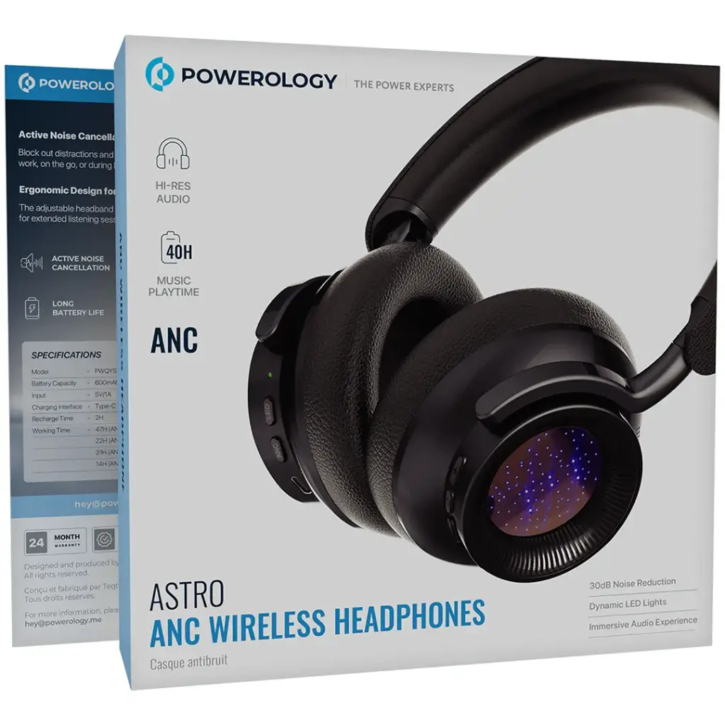 Powerology Astro 600mAh Hybrid ANC Wireless Headphone The Wonders Mart Trading™