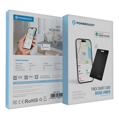 Powerology FindX IPX8 Smart Card Rechargeable Wireless Charging 100mAh - Black The Wonders Mart Trading™