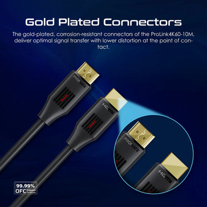 Promate ProLink 10m HDMI Cable 4K@60Hz – Ultra High Speed, Gold-Plated, Ethernet Support