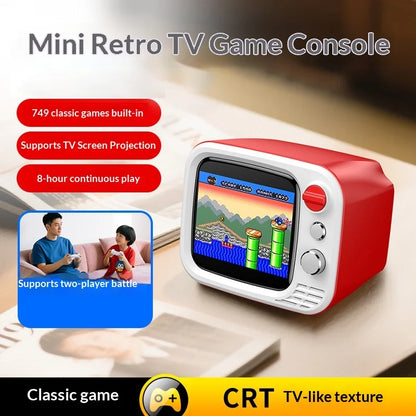 
H7 Tiny Arcade TV 3.5” Mini Retro Game Console – 740 Built-In Games, 2 Wireless Controllers & TV Output (Red) The Wonders Mart Trading™
