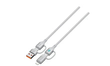 Porodo 4-in-1 High-Speed Charging Cable 240W, 1 Meter Length, USB-C/USB-A/Lightning Head Connector, 480Mbps Data Transfer Speed, Tangle-Free, Durable Braided Material (Silver) The Wonders Mart Trading™