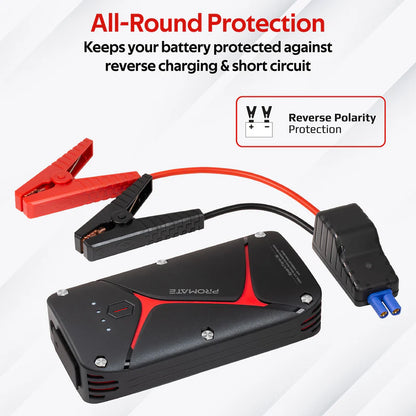 PROMATE SparkTank-16 | Heavy-Duty 16000mAh Car Jump Starter Power Bank with IP67 Water Resistance, Dual USB Output, LED Light & Smart Safety Clamps