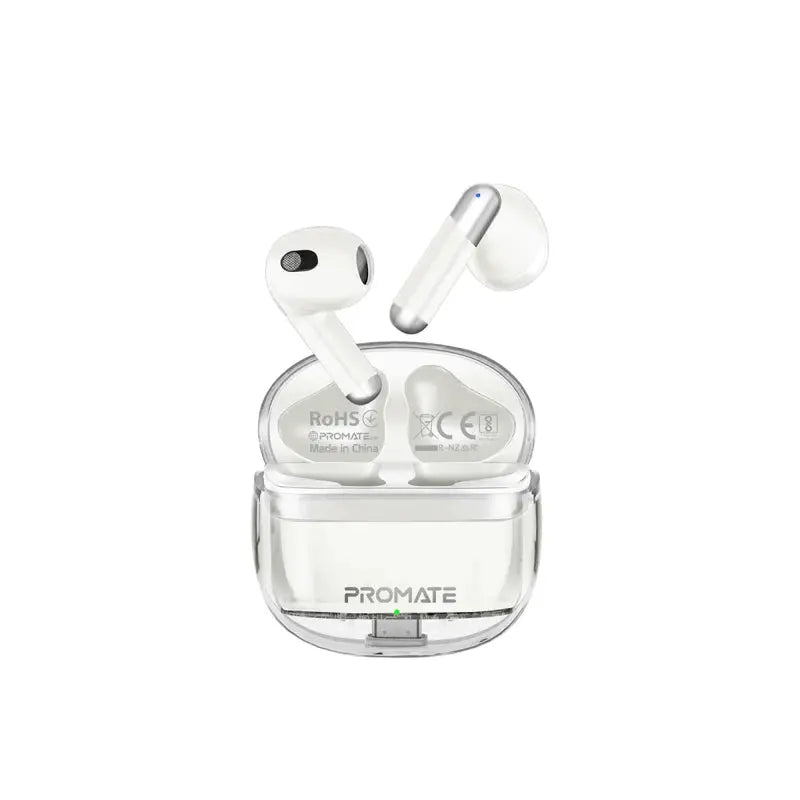 
Promate TransPods | True Wireless Bluetooth v5.3 Earbuds with Transparent Case, 26-Hour Playback, IntelliTouch Controls, and USB-C Charging The Wonders Mart Trading™
