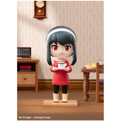 
Yor Forger – Caring Cocoa from POP MART SPY × FAMILY Daily Life; scene props are illustrative