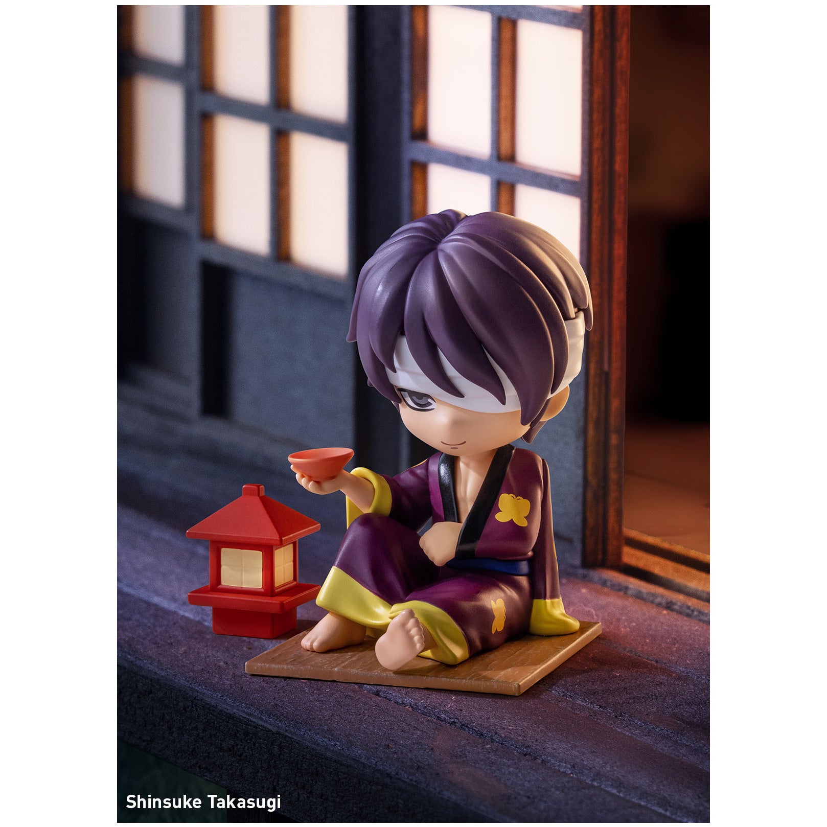 
Shinsuke Takasugi from POP MART Gintama Welcome to Yorozuya; scene props are illustrative
