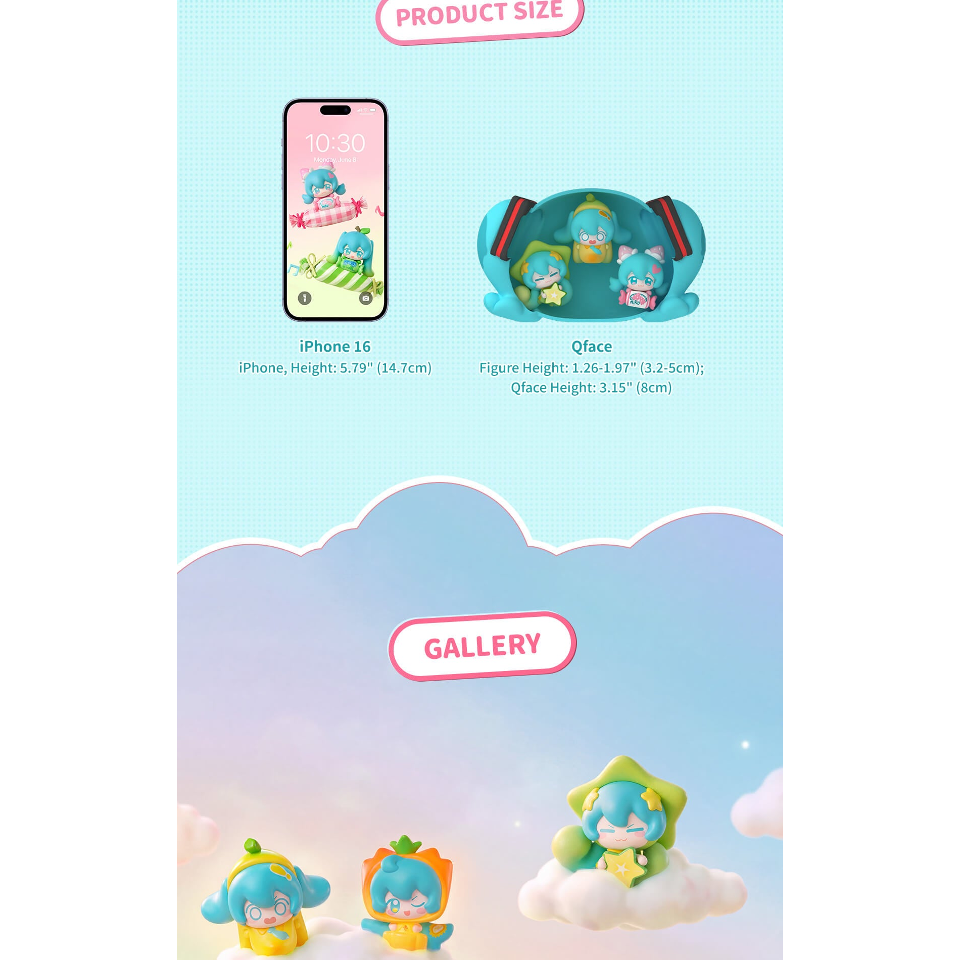 
FUNISM Hatsune Miku Dopamine Qface — Miku Qface capsule and miniature size comparison