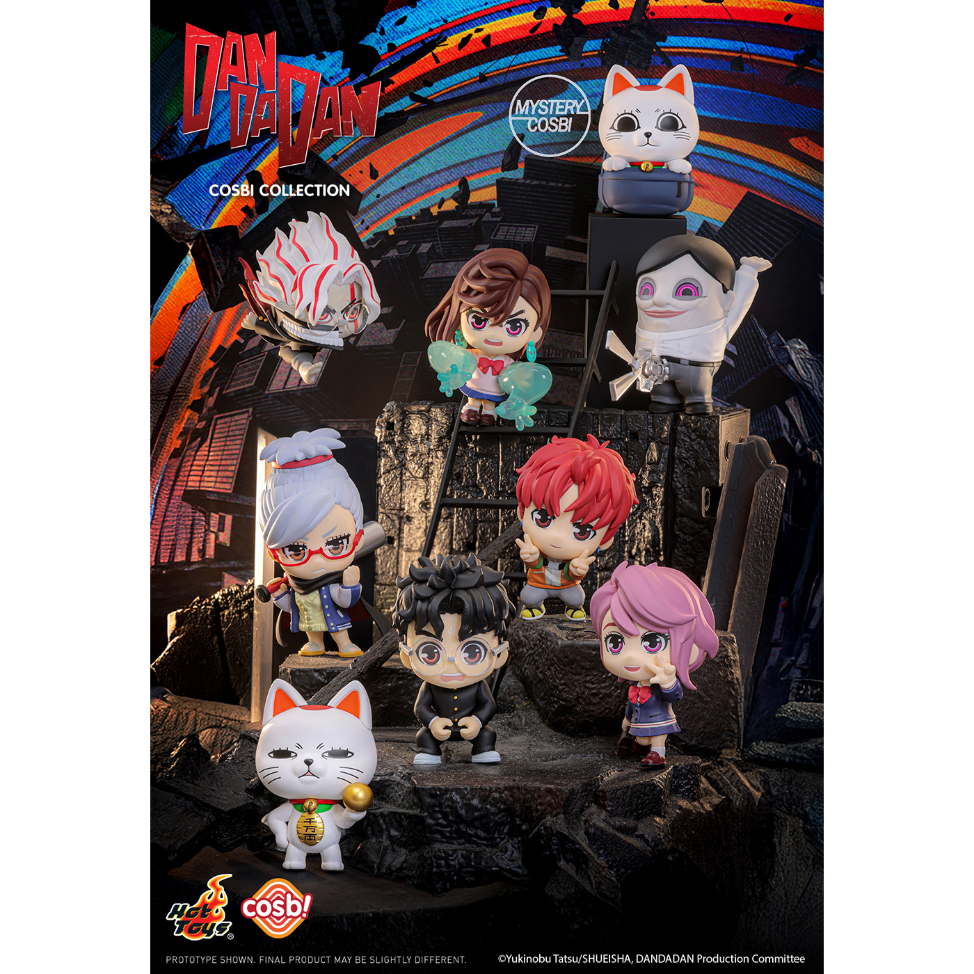 
Complete Hot Toys DAN DA DAN Cosbi Series1 cast styled on dark rocks