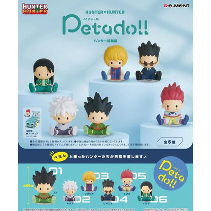 
Re-Ment Hunter Exam Arc Petadoll series overview with six characters and a small display-box inset