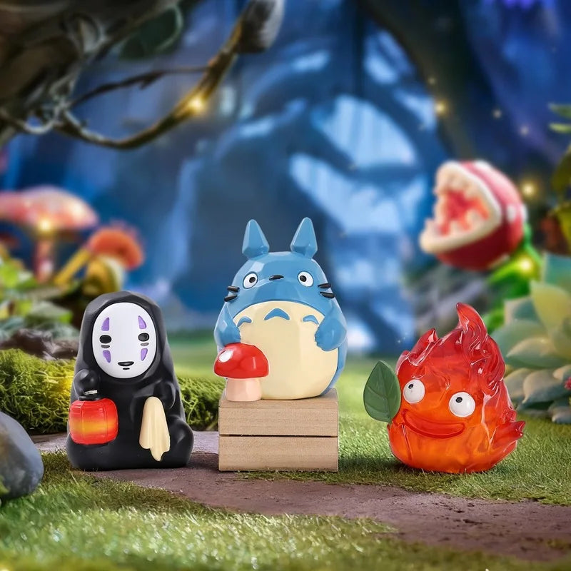 
No-Face, blue Totoro and Calcifer Memory Engraving group detail