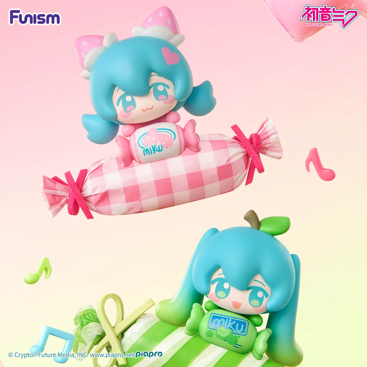 
Hatsune Miku Dopamine Qface strawberry milk candy and green apple miniature designs