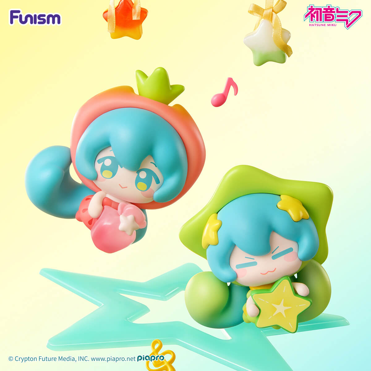 
Hatsune Miku Dopamine Qface dragon fruit and starfruit miniature designs