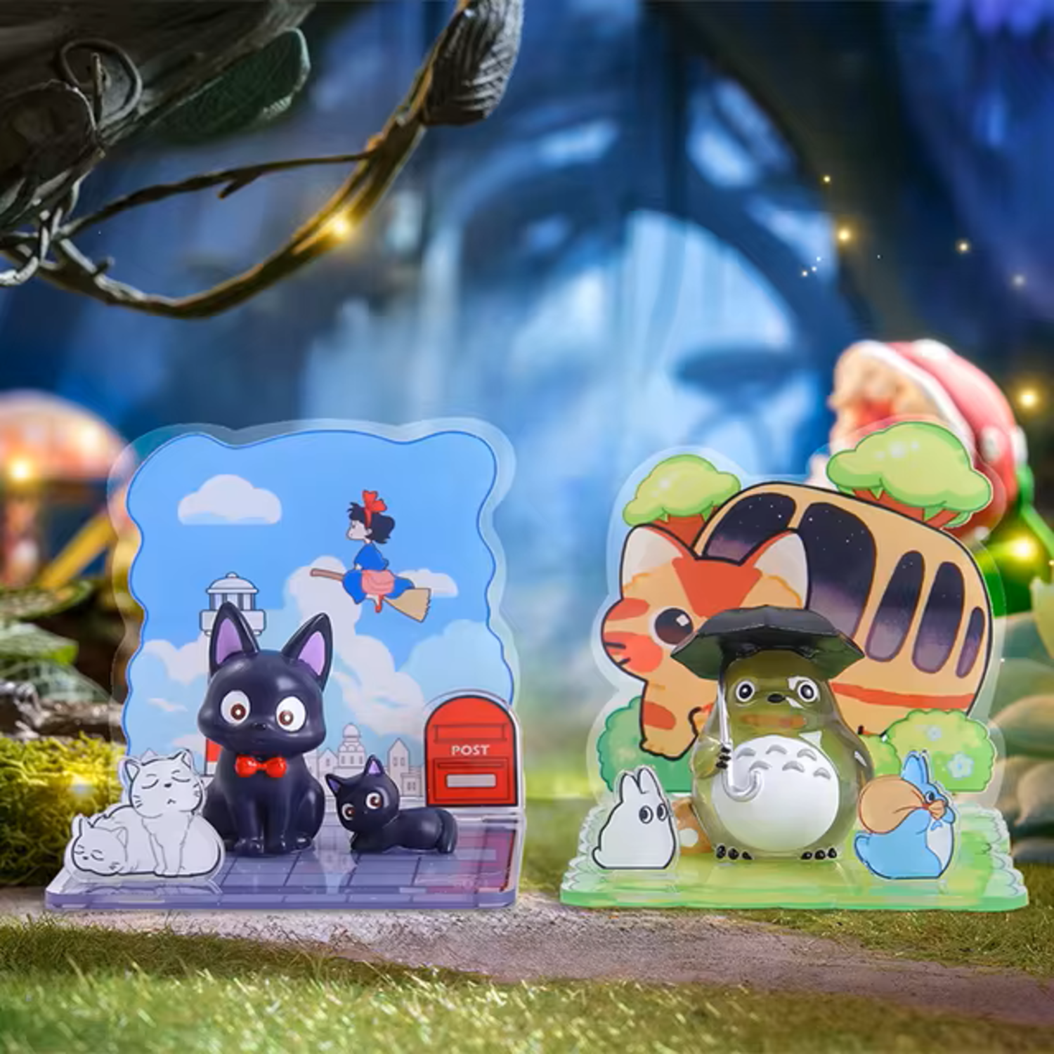 
Jiji and umbrella Totoro scenic diorama examples