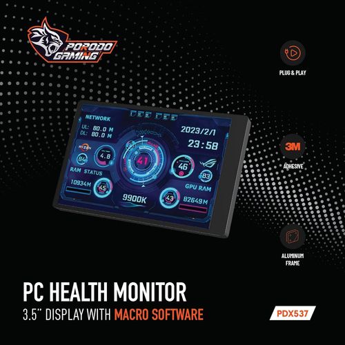 Porodo Gaming 3.5" Mini Smart PC Health Monitoring Screen – Plug & Play Performance Display