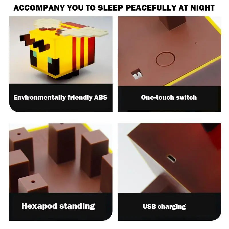 
Bee light button, USB port and construction details