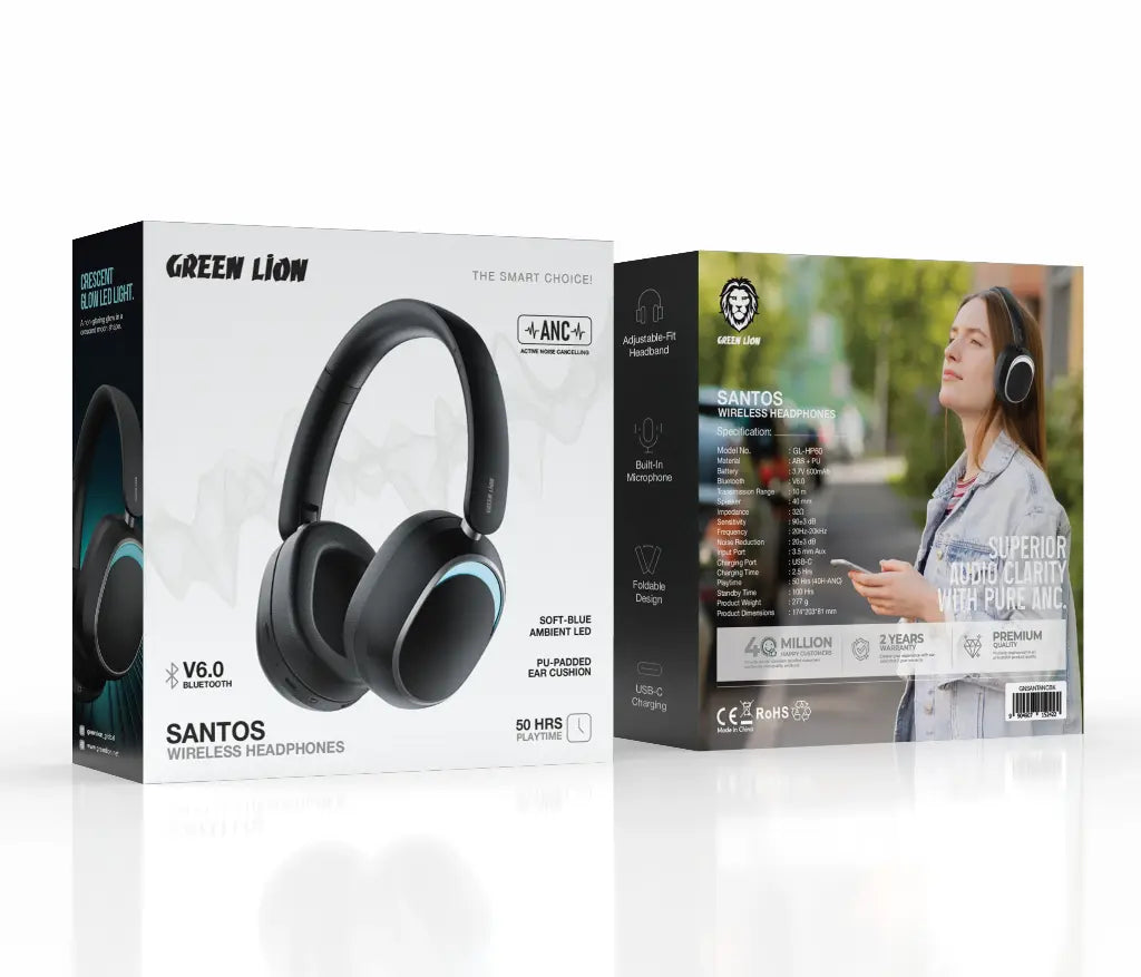Green Lion Santos Wireless Headphones with ANC – Bluetooth Noise Cancelling Headset The Wonders Mart Trading™
