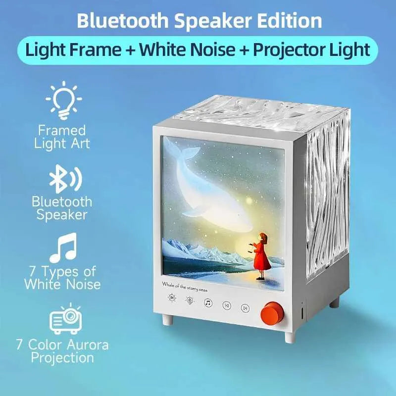 Aurora Box S10 Bluetooth Speaker Night Light – 7 Color LED Projector with White Noise & Touch Control The Wonders Mart Trading™