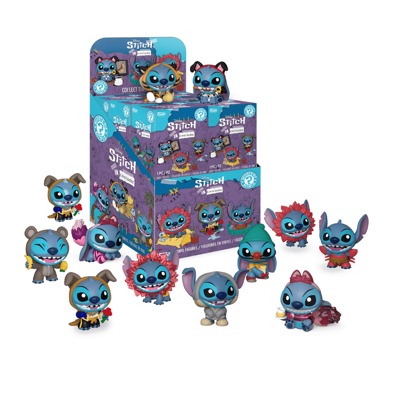 
Funko Stitch in Costume Mystery Minis packaging and examples – one blind box supplied