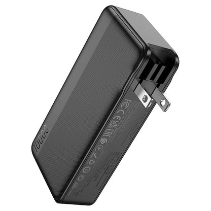 HOCO Q16 Friendly 10000mAh Power Bank with EU/US Plug – 22.5W Fast Charging, Type-C & USB-A, Wall Charger + Power Bank Hybrid
