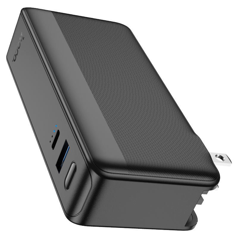 HOCO Q16 Friendly 10000mAh Power Bank with EU/US Plug – 22.5W Fast Charging, Type-C & USB-A, Wall Charger + Power Bank Hybrid