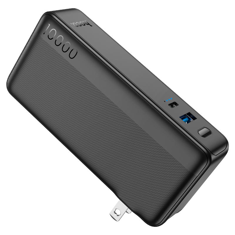 HOCO Q16 Friendly 10000mAh Power Bank with EU/US Plug – 22.5W Fast Charging, Type-C & USB-A, Wall Charger + Power Bank Hybrid