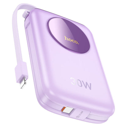 HOCO Q19 Lucky 10000mAh Power Bank – 30W Fast Charging with Built-In Lightning & Type-C Cables, USB-A & Type-C Output, LED Display
