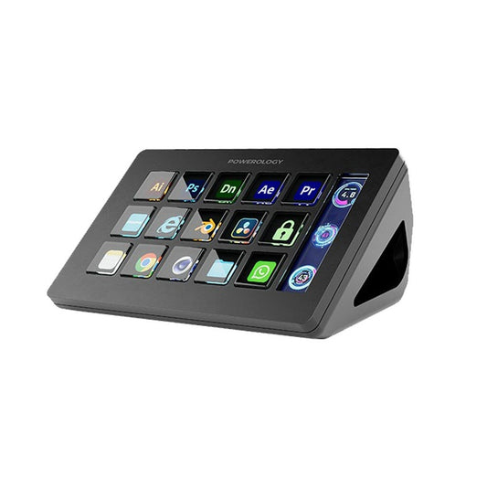 Powerology Stream Deck – 15 Programmable LED Keys, USB-C Interface, Custom Software, Mac & Windows Compatible, High-Contrast Display